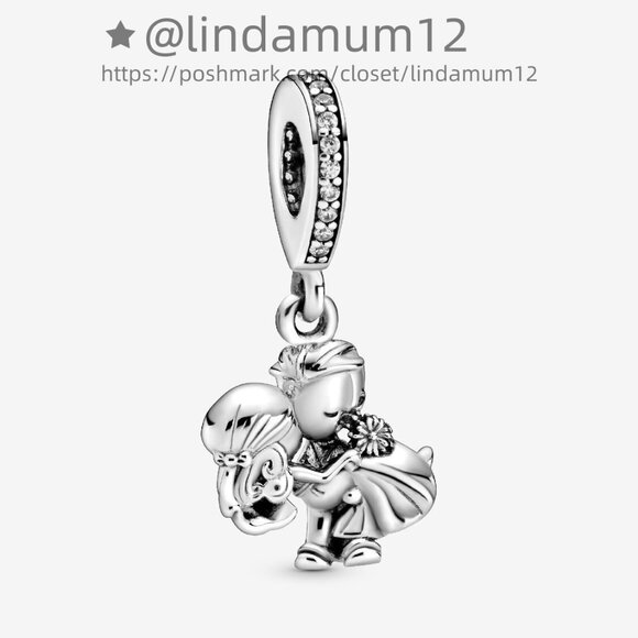 Pandora Married couple sterling silver dangle with clear cubic zirconia - Picture 1 of 5